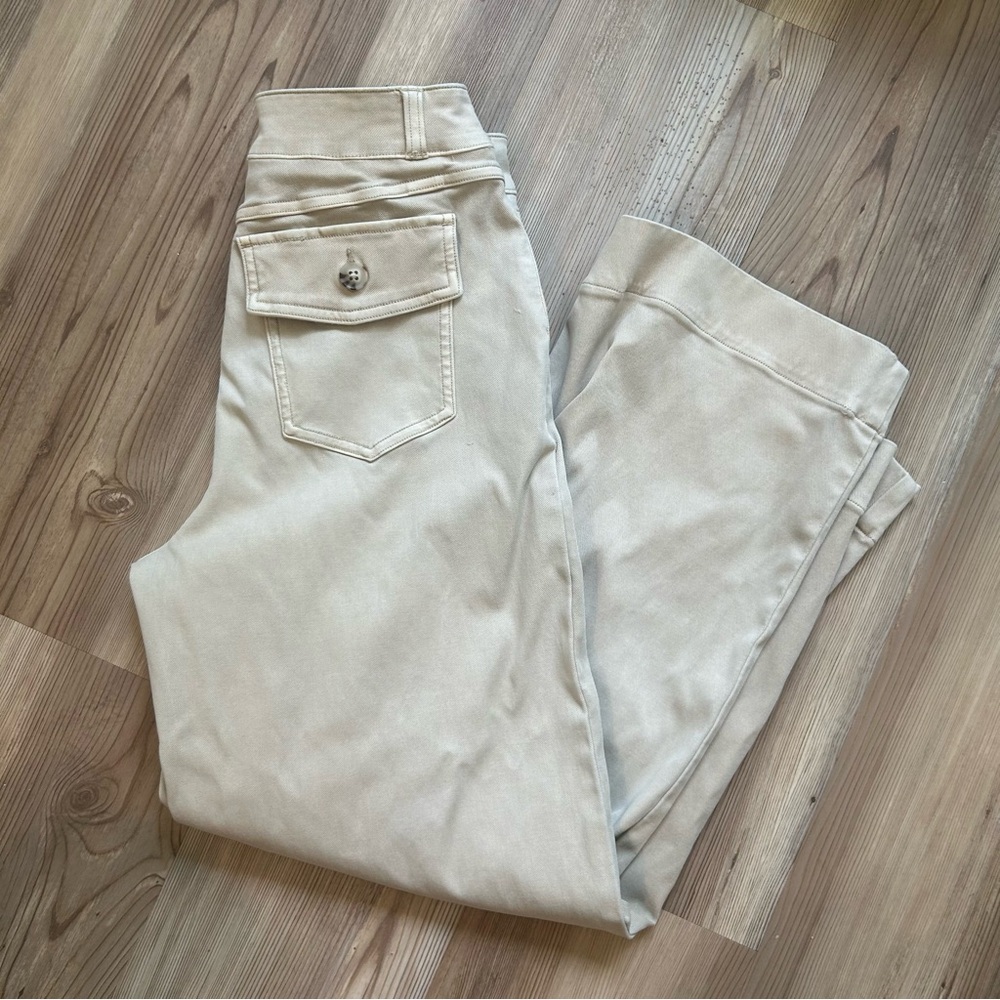 SPANX Women's Cream Straight Leg Jeans